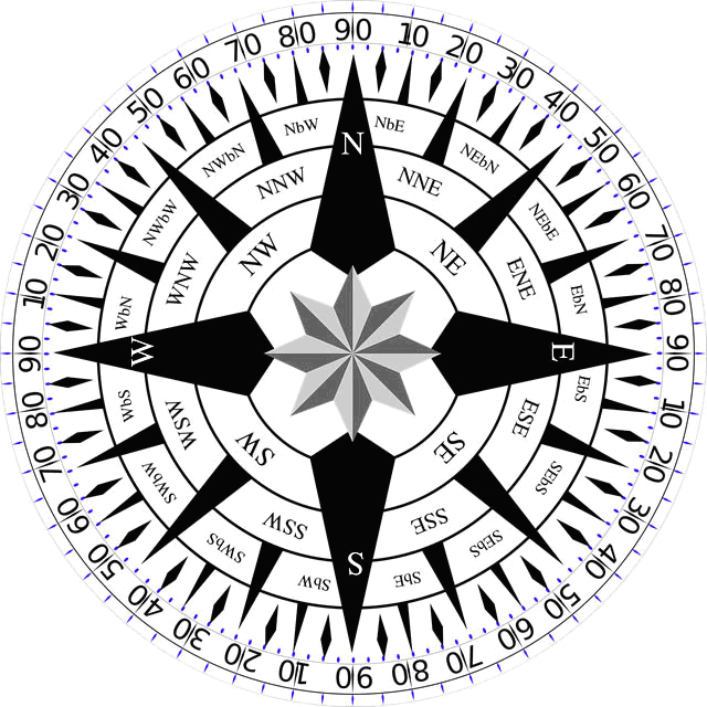 Imagen de la rosa de los vientos, parecida a Vegvísir