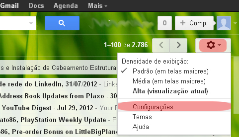 Gmail settings (Photo: playback / Flávio Renato)