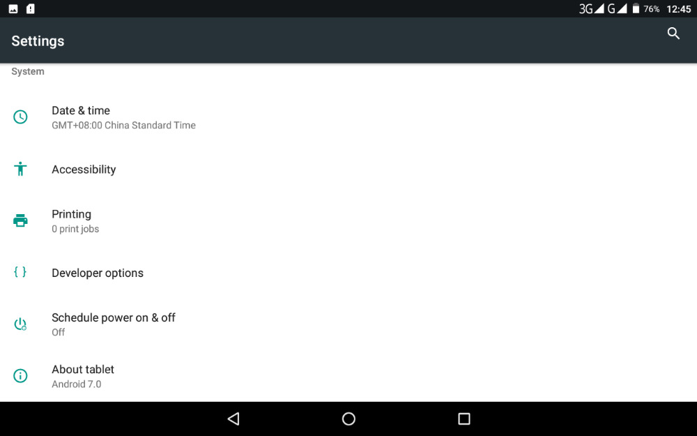 Adroid 7.0 tablet -System