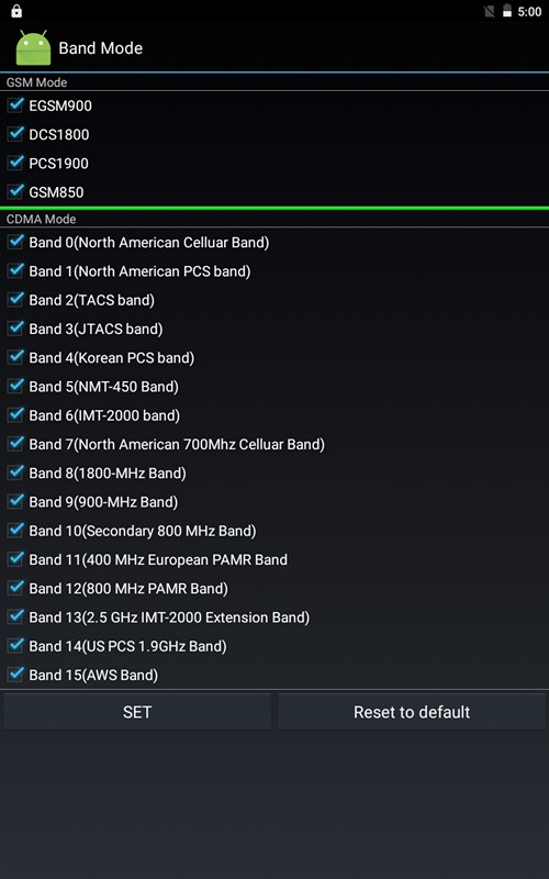 band 4G Lte