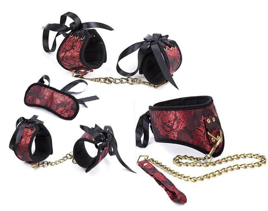 Sex-Bondage-Kit-Leather-Hands-Cuffs-Ankle-Cuffs-Neck-Collar-Blindfold-Set-BDSM-Bondage-Retraint-Sex