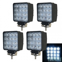 LED-Akku-Arbeitsleuchte Diese LED-Arbeitsleuchten dienen als mobile Flächenstrahler. Sie sind mit weiß leuchtenden Hochleistungs-LED bestückt, die ein helles Flächenlicht erzeugen. Die Spannungsversorgung erfolgt über 10 - 30 V DC Bordnetzspannung. Passt für ATV, Projekt Fahrzeuge, Jeep, SUV, Bagger, Radlader, LKW, Traktor usw. oder schwere Anlagen. Technische Daten: Betriebsspannung: 10-30 V DC (Multi-Voltage-Technologie) Farbtemperatur: 6500 K Leistung (W):48W Lichtstärke(Lumen):4320 lm Größ VINGO® 4X 48W LED Scheinwerfer Flutlicht Rückfahrs