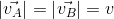 \left | \vec{v_{A}} \right | = \left | \vec{v_{B}} \right | = v