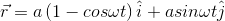 \vec{r} = a\left ( 1-cos\omega t \right )\hat{i}+asin\omega t\hat{j}