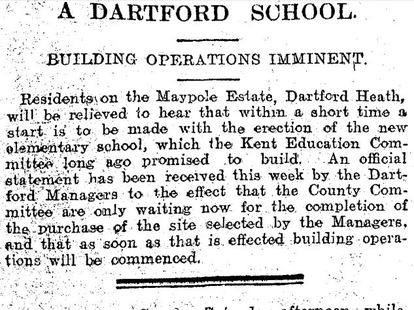 Maypole School - History of Maypole, Dartford Heath