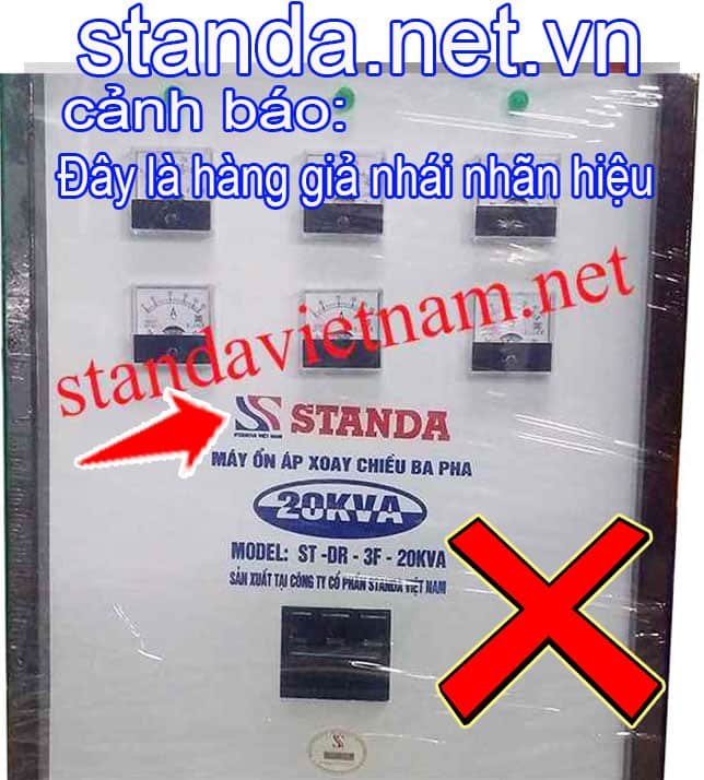 Đây là Ổn áp Standa 20kVA giả nhái nhãn hiệu do Công ty Cổ phần Standa Việt Nam sản xuất trái pháp luật