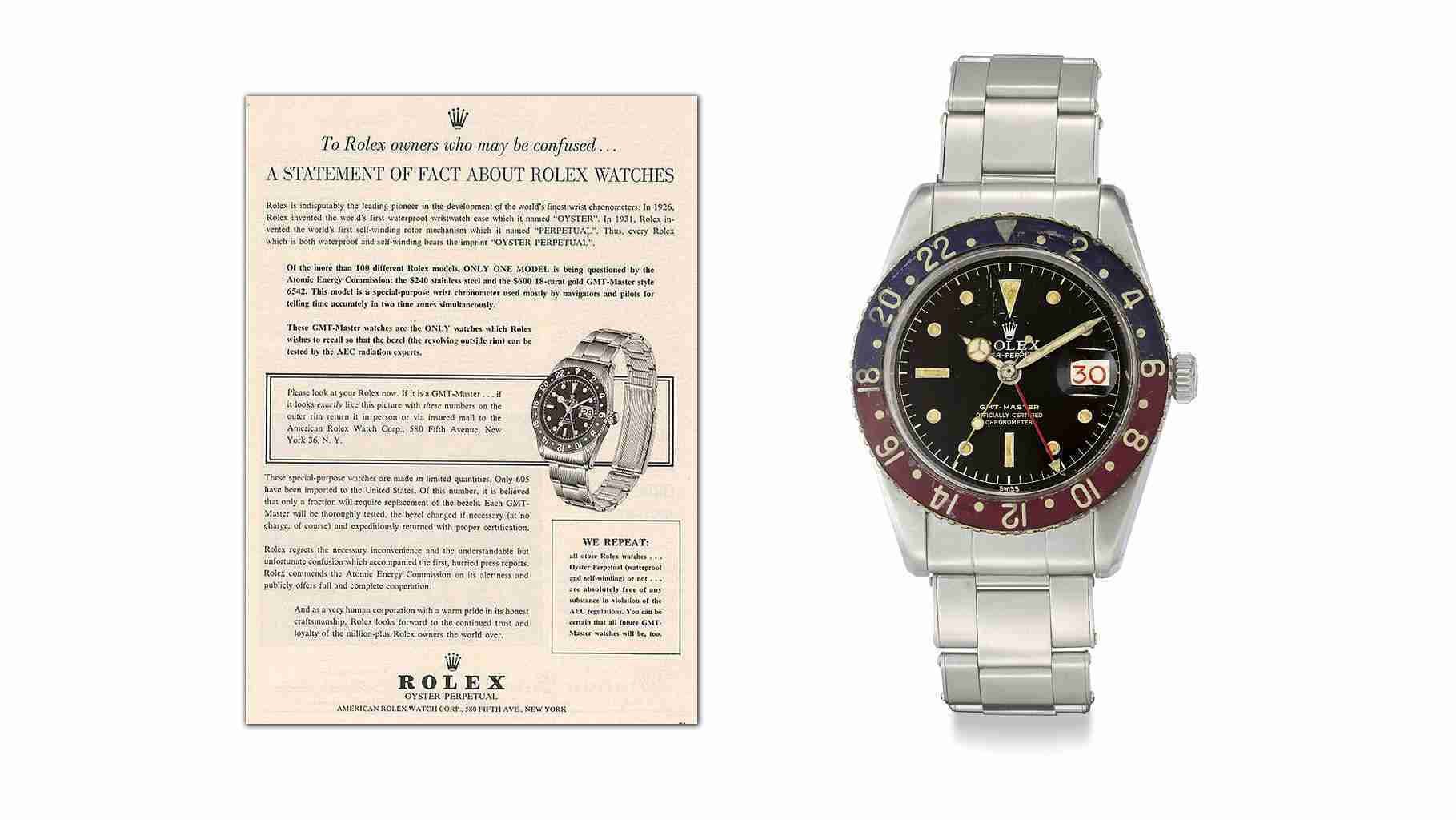 Beste Schweizer Replica Uhren Rolex Oyster Perpetual GMT-Master Bakelit Lünette ref. 6542 für Dankeschön