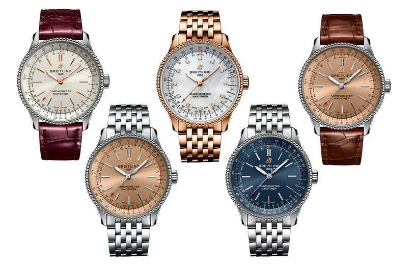 Replica Uhren Breitling Navitimer Automatik 35 Damen aus Edelstahl und Rotgold