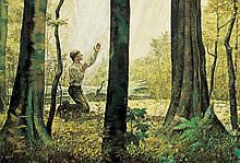 Joseph Smith kneeling in the sacred grove