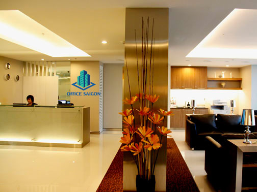 Quầy lễ tân tiếp khách của văn phòng trọn gói tòa nhà CJ Tower