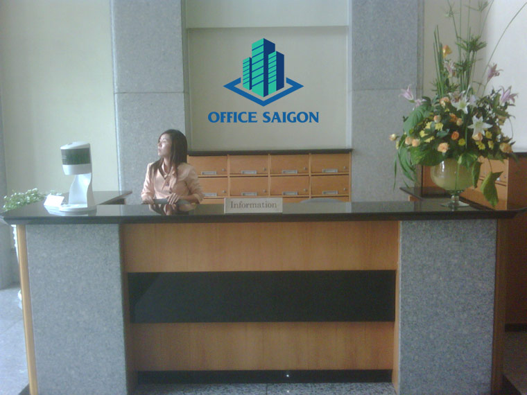 Quầy lễ tân tại tòa nhà Saigon Tower văn phòng dịch vụ