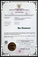merk terdaftar denature,bpom denature,prestasi denature,denature hebat,sertifikat ISO 9001 de nature