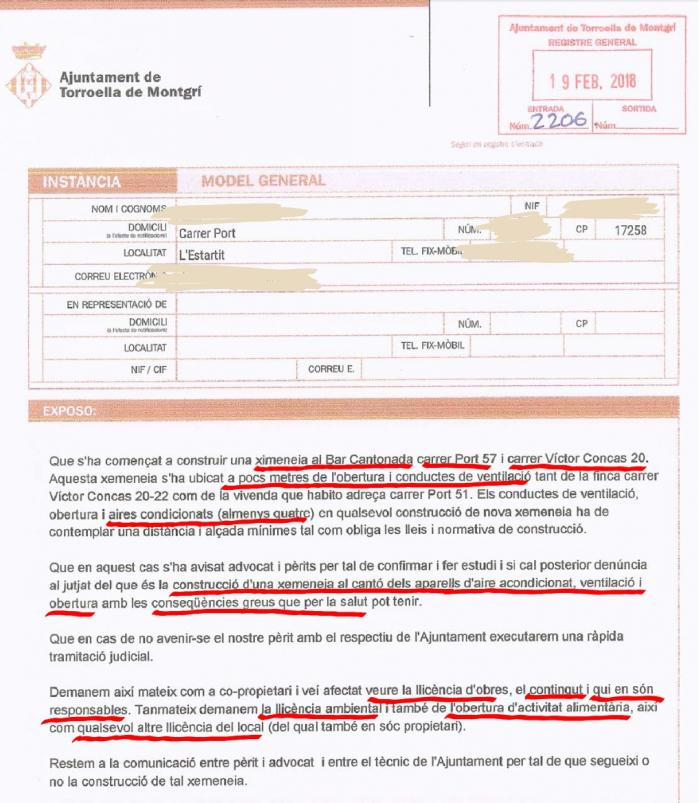 Instancia permisos llicencia estartit