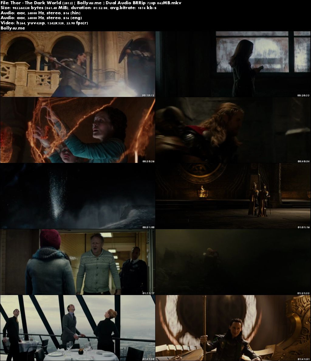 Thor The Dark World 2013 BRRip 850MB Hindi Dual Audio 720p Download