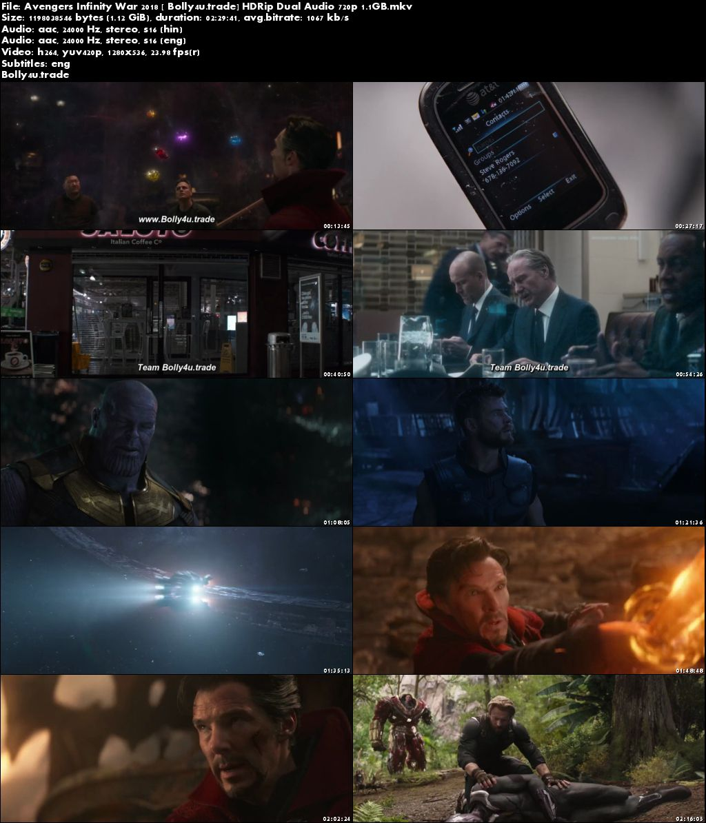 Avengers Infinity War 2018 HDRip Hind Dubbed Dual Audio 720p ESub Download