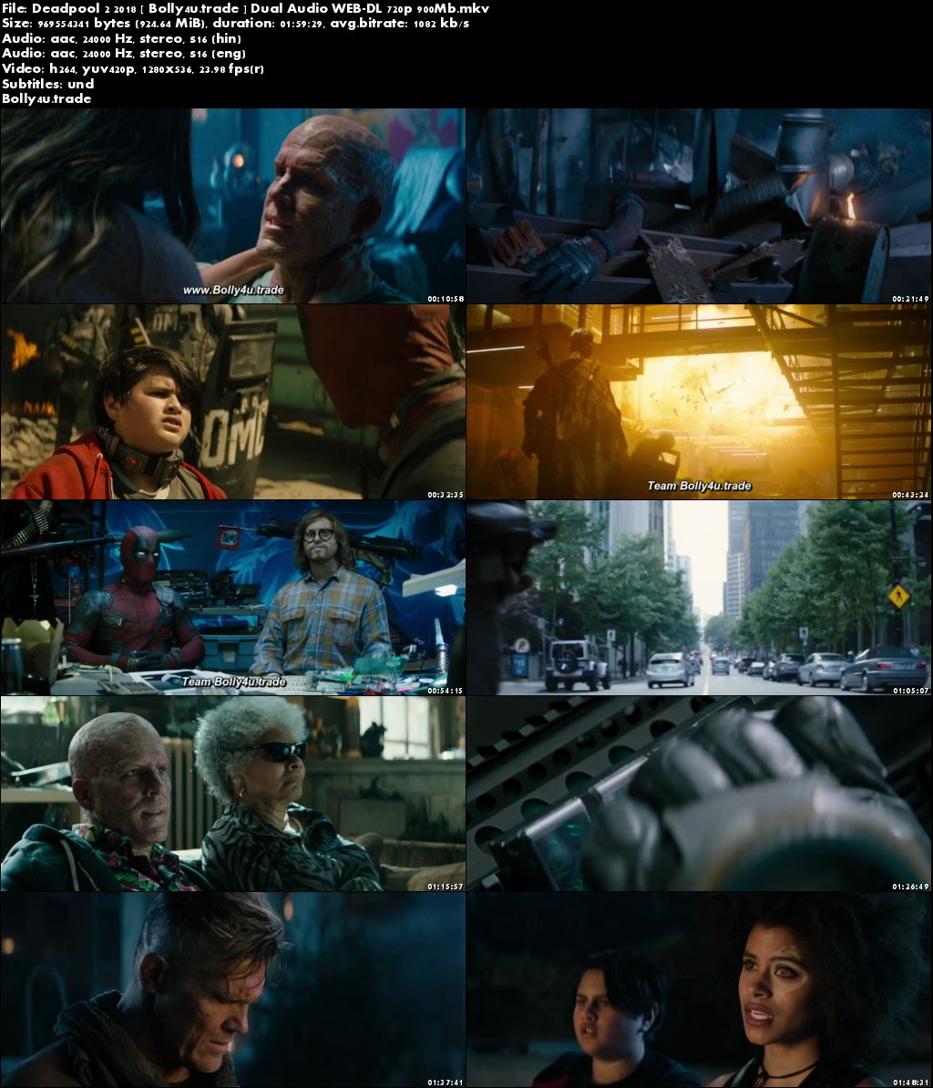 Deadpool 2 2018 WEB-DL 900MB Hindi Dual Audio 720p ESub Download