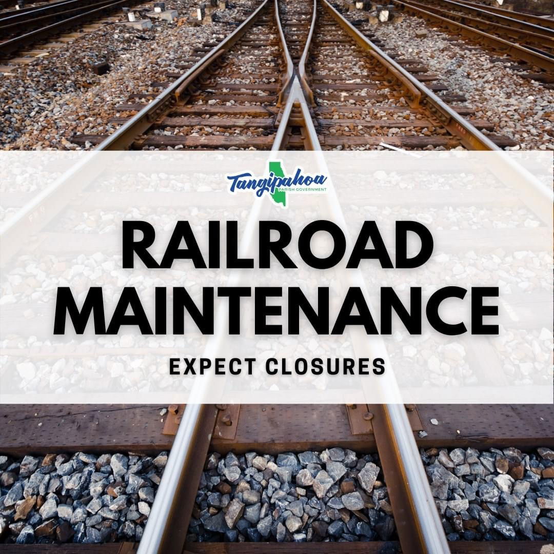 FOR IMMEDIATE RELEASE Contact: Tangipahoa Parish President Robby Miller (985) 748-3211  INDEPENDENCE—Tangipahoa Parish President Robby Miller announced today that Canadian National has scheduled maintenance work on several local railroad crossings, which will require one-day closures at each site as work is being completed.  Miller said the schedule calls for maintenance work to be performed as follows: Friday, March 26: Maggio Road Crossing, Independence Monday, March 29: Black Cat Crossing, Independence Tuesday, March 30: Velma Crossing, Velma  Individual crossings are expected to be closed during daylight hours starting at 7 a.m. each day, and travelers will have to detour around the crossing during the work period. No traffic will be allowed through the crossing during the scheduled closure. All work will be completed on a weather-permitting basis, railroad officials said.