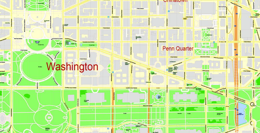 washington dc printable street map