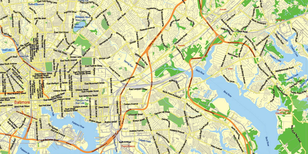 washington street city map for print