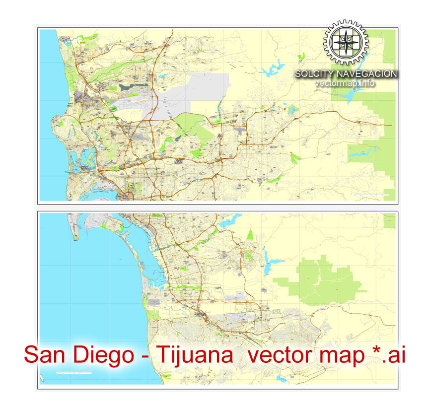 San Diego printable map, PDF map of San Diego