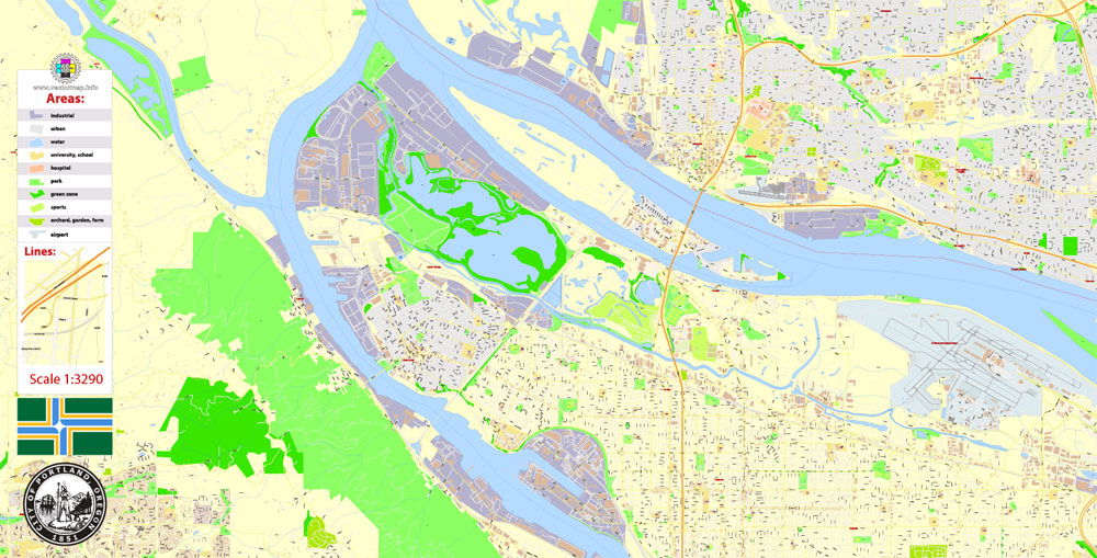 Map of Portland, Oregon, for travellers