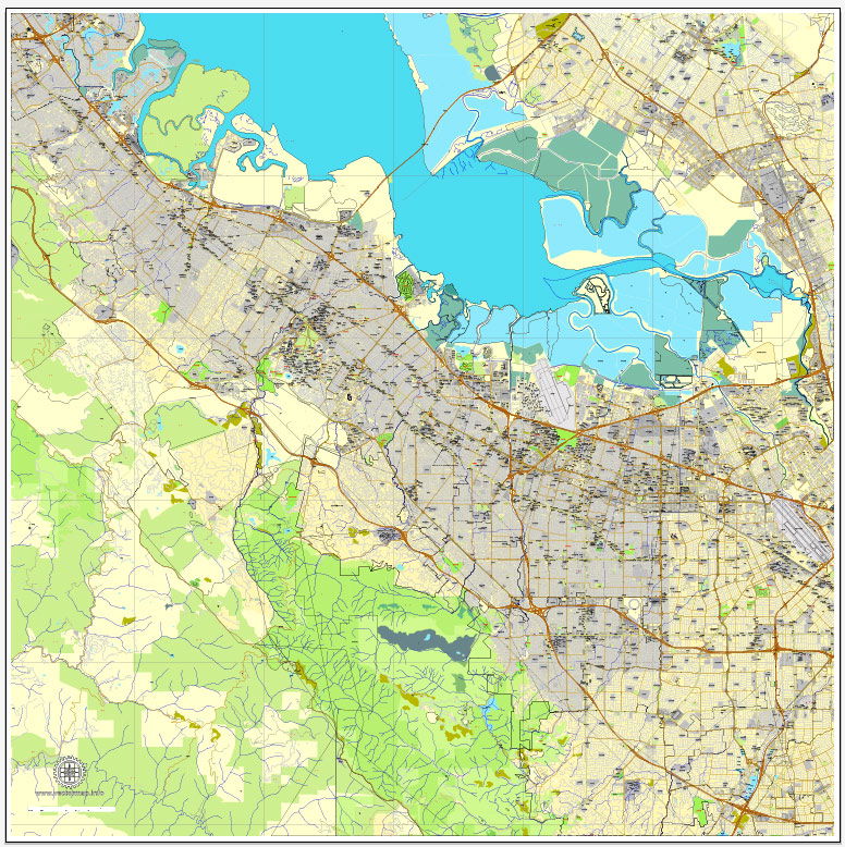 Palo Alto map, California, USA