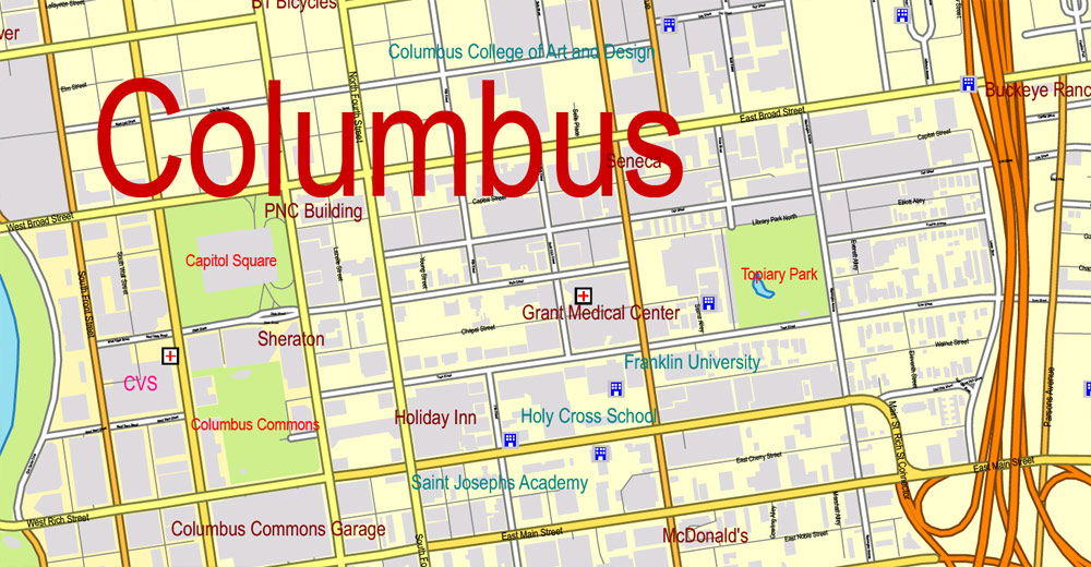 Columbus detailed map