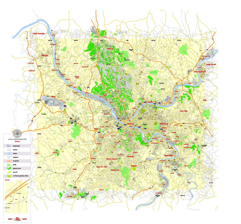 Pittsburgh travelling map