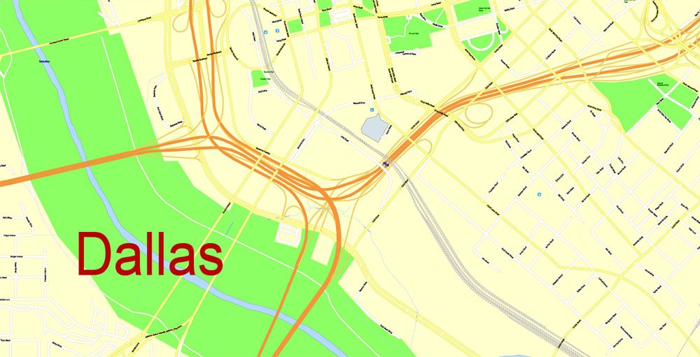 Dallas printable vector maps
