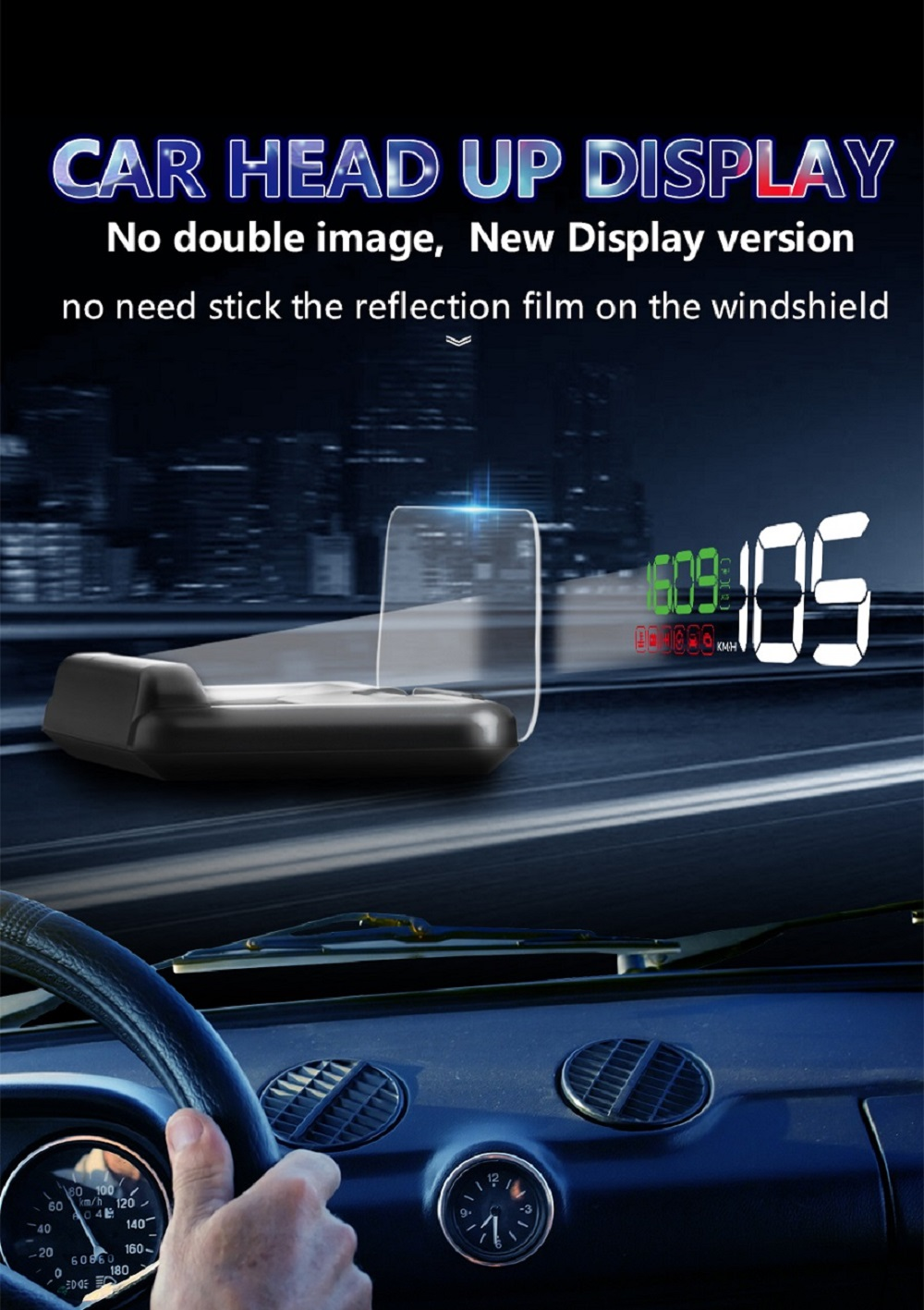 Car C500 5 inch OBD2 HUD Head-up Display Smart Computer Digital Fuel Consumption Speed Warning System