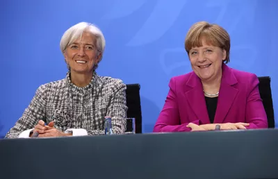 IMF Director Christine LaGarde and German Chancellor Angela Merkel