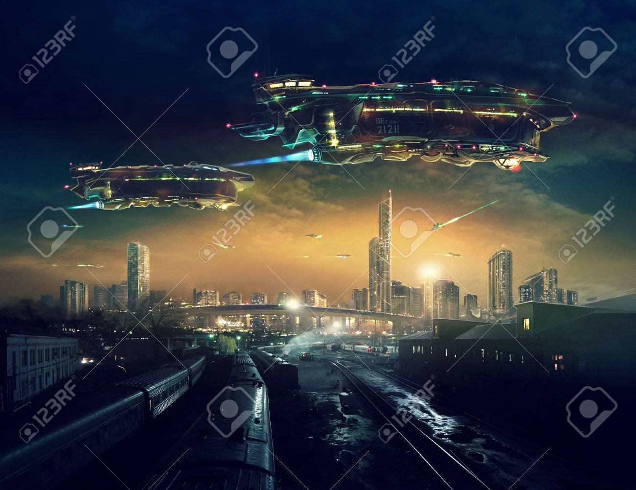 «Paisaje urbano del futuro postapocalíptico», de Pavel Zhovba, una de las imágenes base para la portada