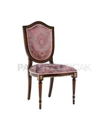 Tornalı Ayaklı Damask Desenli Kumaşlı Klasik Sandalye
