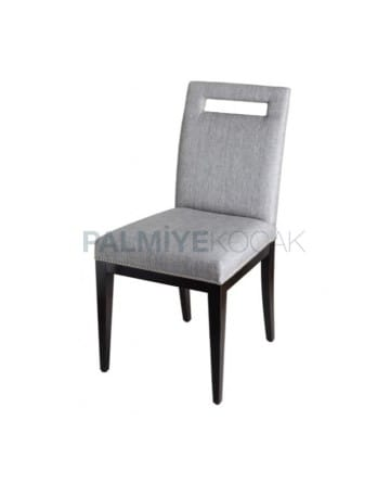 Gri Kumaş Döşemeli Wenge Boyalı Cafe Sandalyesi