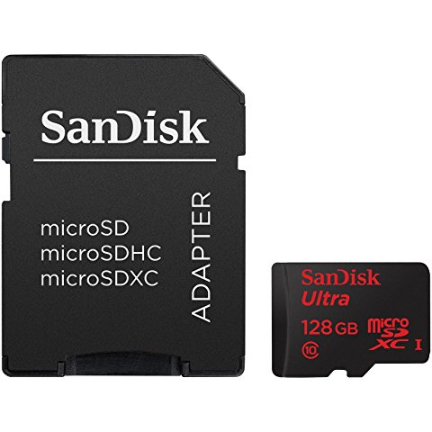 SanDisk Ultra 128GB microSDXC UHS-I Card with Adapter, Black, Standard Packaging (SDSQUNC-128G-GN6MA)