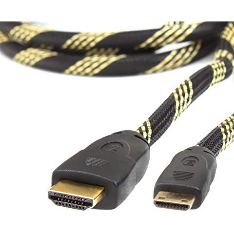 High Speed Mini-HDMI to HDMI Cable by DATASTREAM for NVIDIA Shield Tablet K1, Raspberry Pi Zero, Camera, HD 4K TV, Projector, Monitor, Camcorder - Durable Heavy Duty Braided w/Ethernet & ARC [6 Ft]