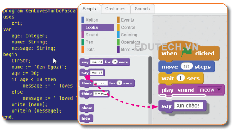 So sánh ngôn ngữ lập trình Scratch, Pascal, C, Python