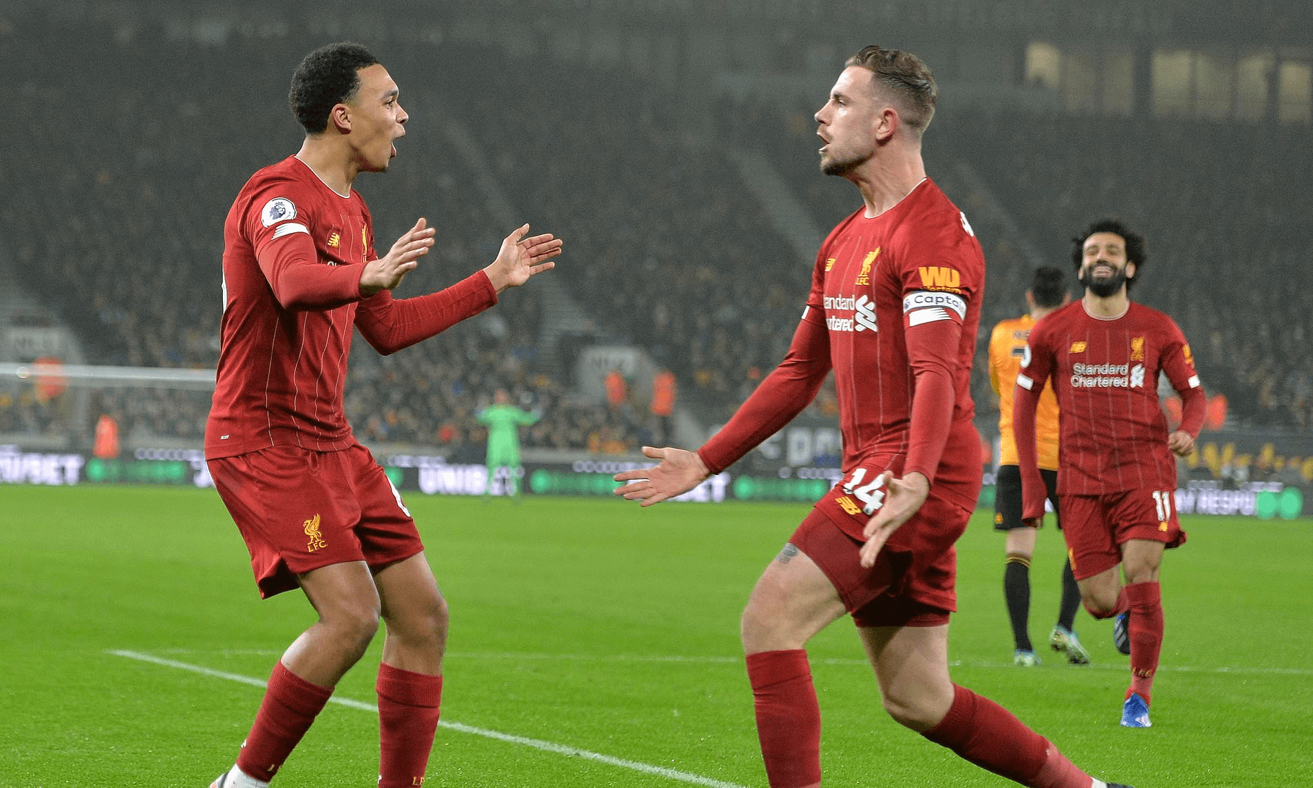 ผลการค้นหารูปภาพสำหรับ Wolves 1-2 Liverpool: Roberto Firmino maintains Reds' unstoppable surge towards the Premier League title with late stunner after Raul Jimenez cancelled out Jordan Henderson's opener