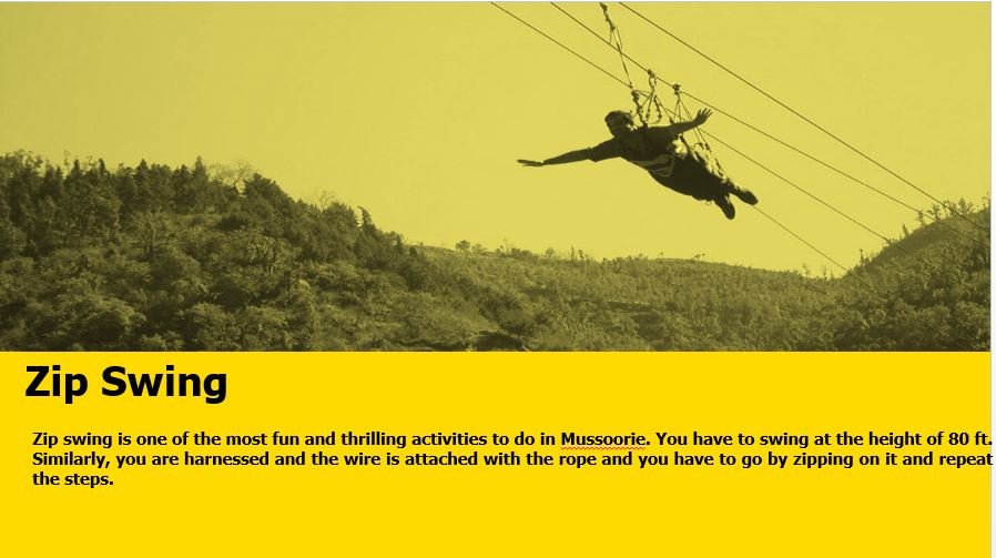 Zip Swing In Mussoorie