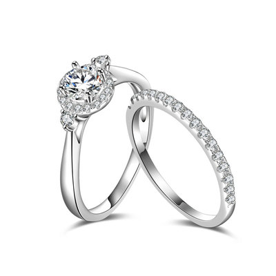 Fashion Classic Halo Wedding Ring Set  1/2ct