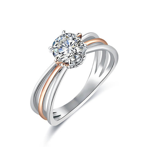 Elegant Solitaire Two-Tone Diamond Ring