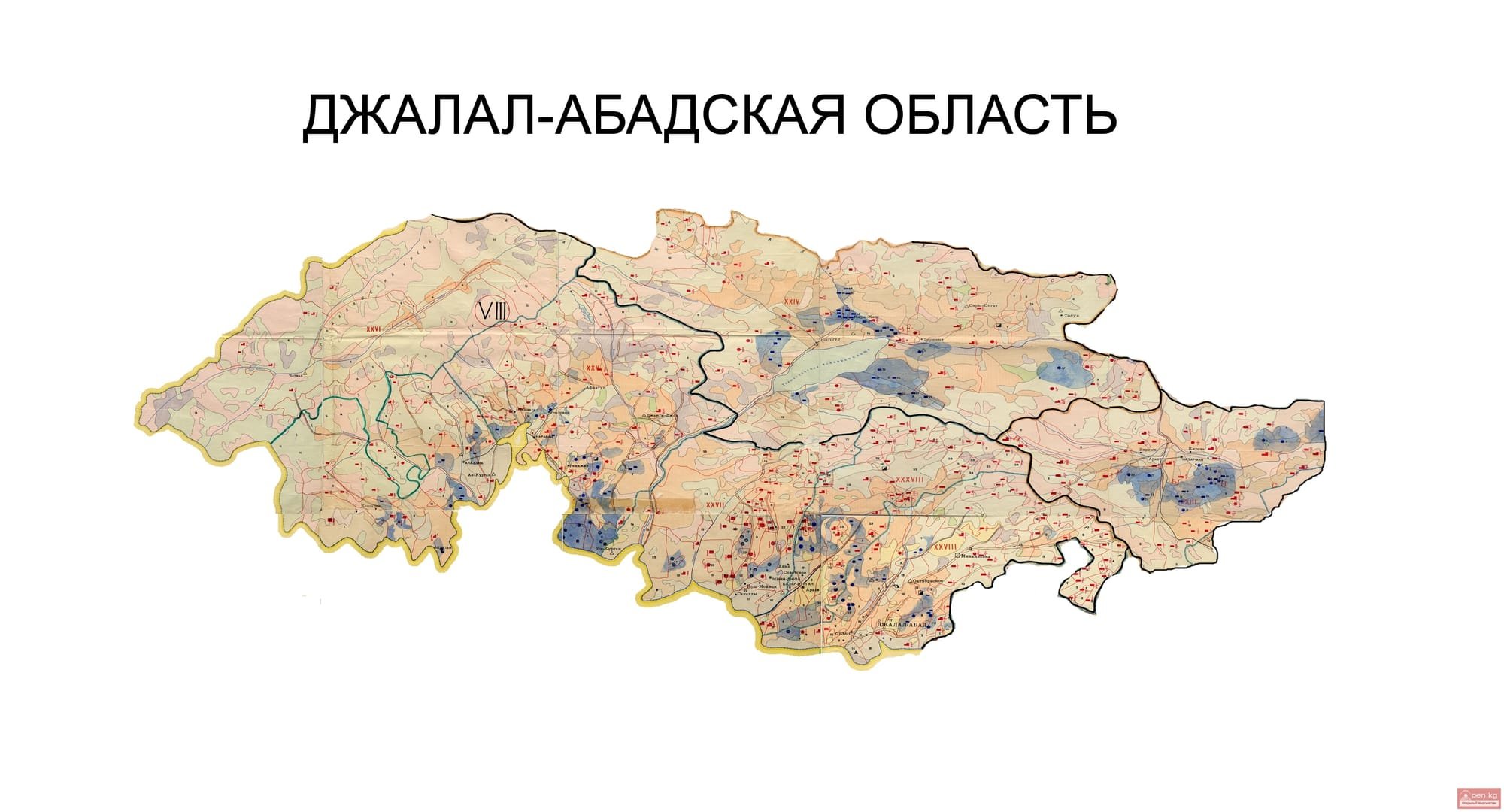 Карта Киргизии Джалал-Абадская область