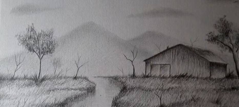 Paso 8 para aprender a dibujar paisajes a lapiz