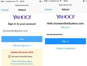 Yahoo mail sign in Iphone