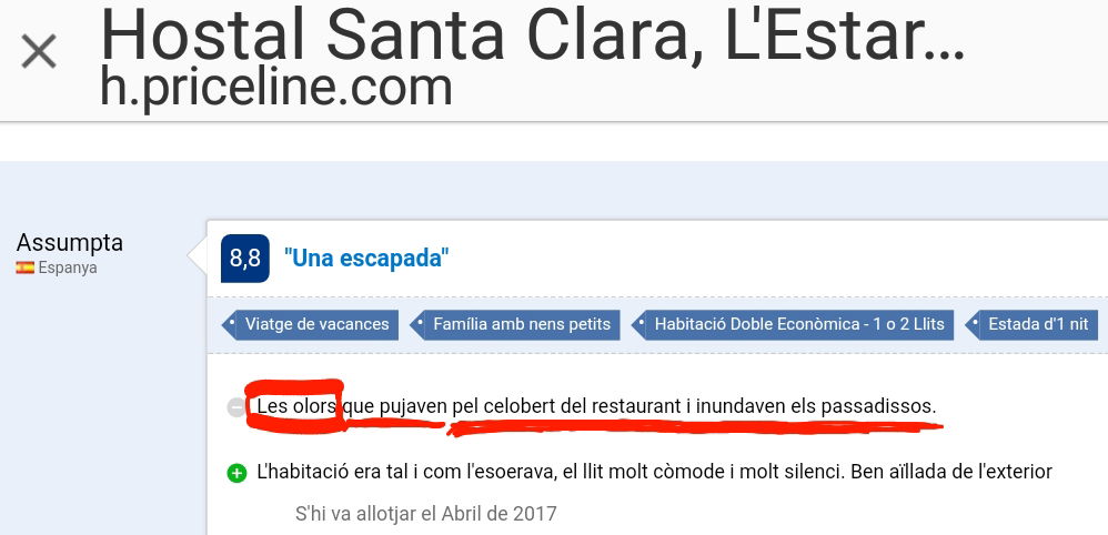 priceline opinion hostal santa clara estartit