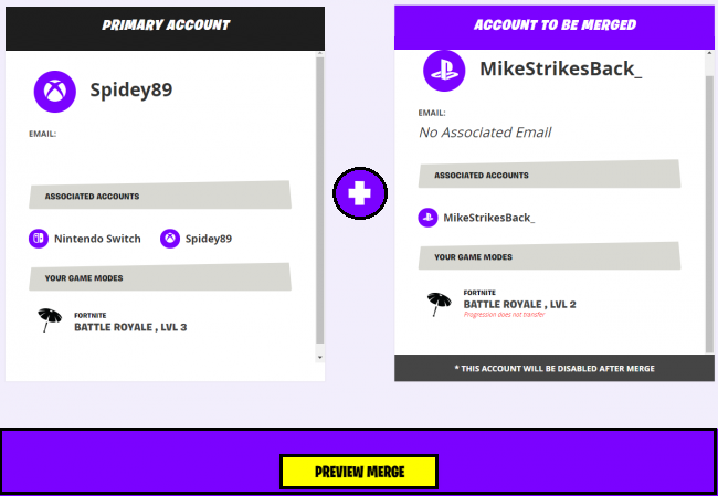 Fortnite has an account merger for console users with two accounts