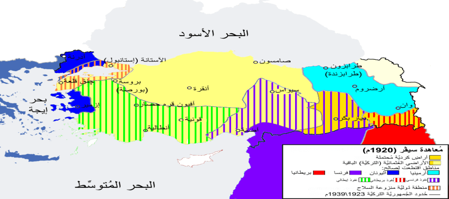 تقسيم تركيا العثمانية وفقا لمعاهدة سيفر المجهضة
