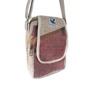 Half moon style hemp handbag