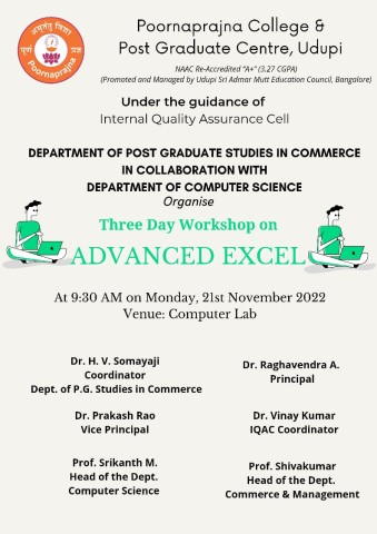 Work shop on Advanced Excel