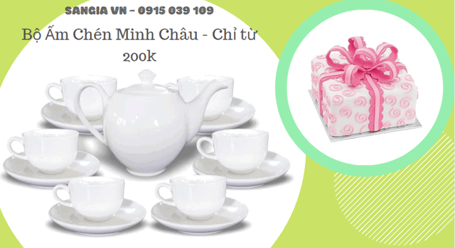 Bộ ấm trà Gốm sứ Minh Châu